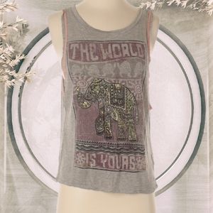 Yoga Top | Open Backed | Elephant Graphic